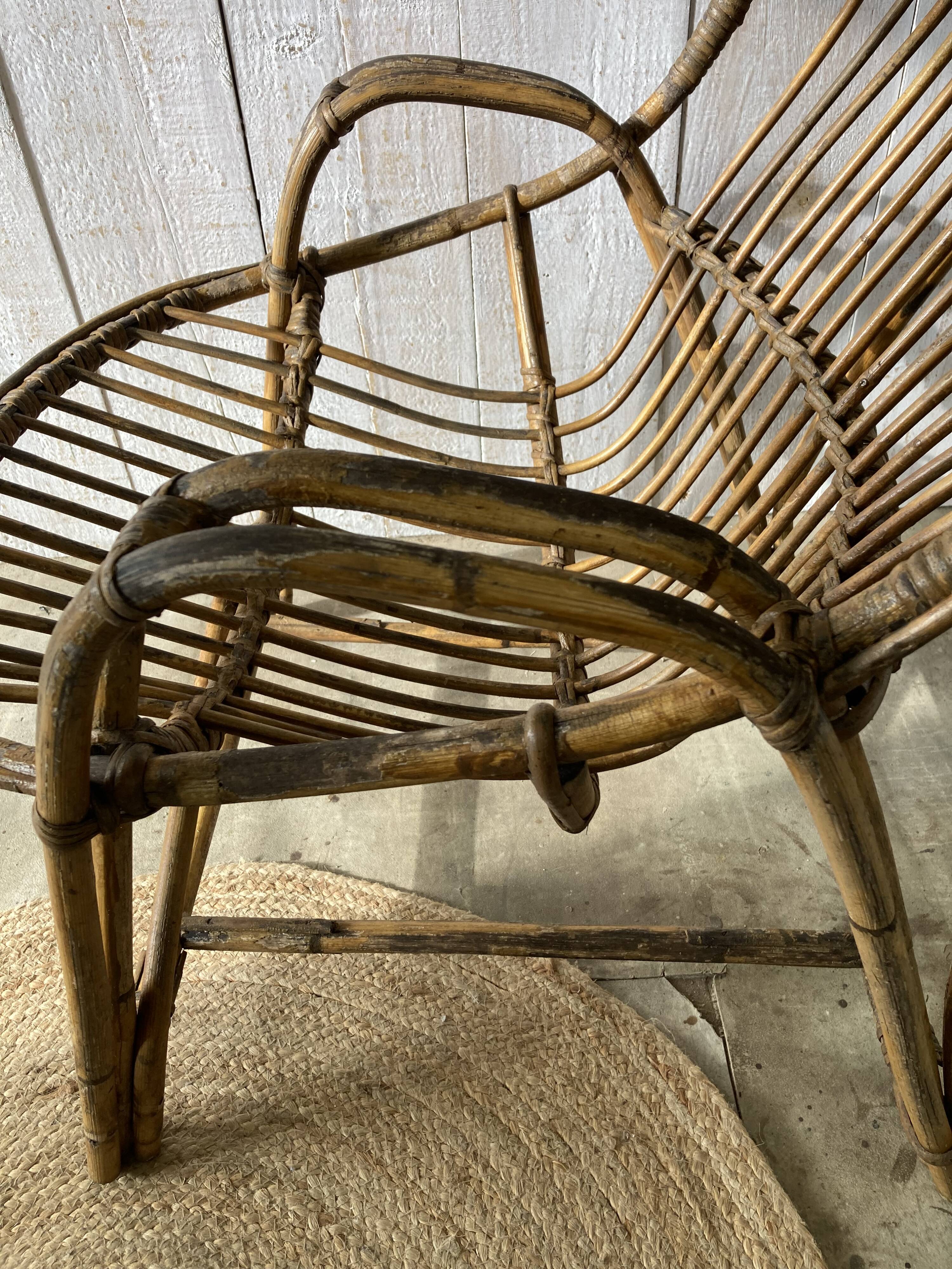 Pair of vintage rattan armchairs