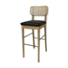 Tabouret haut cannage bois clair cuir