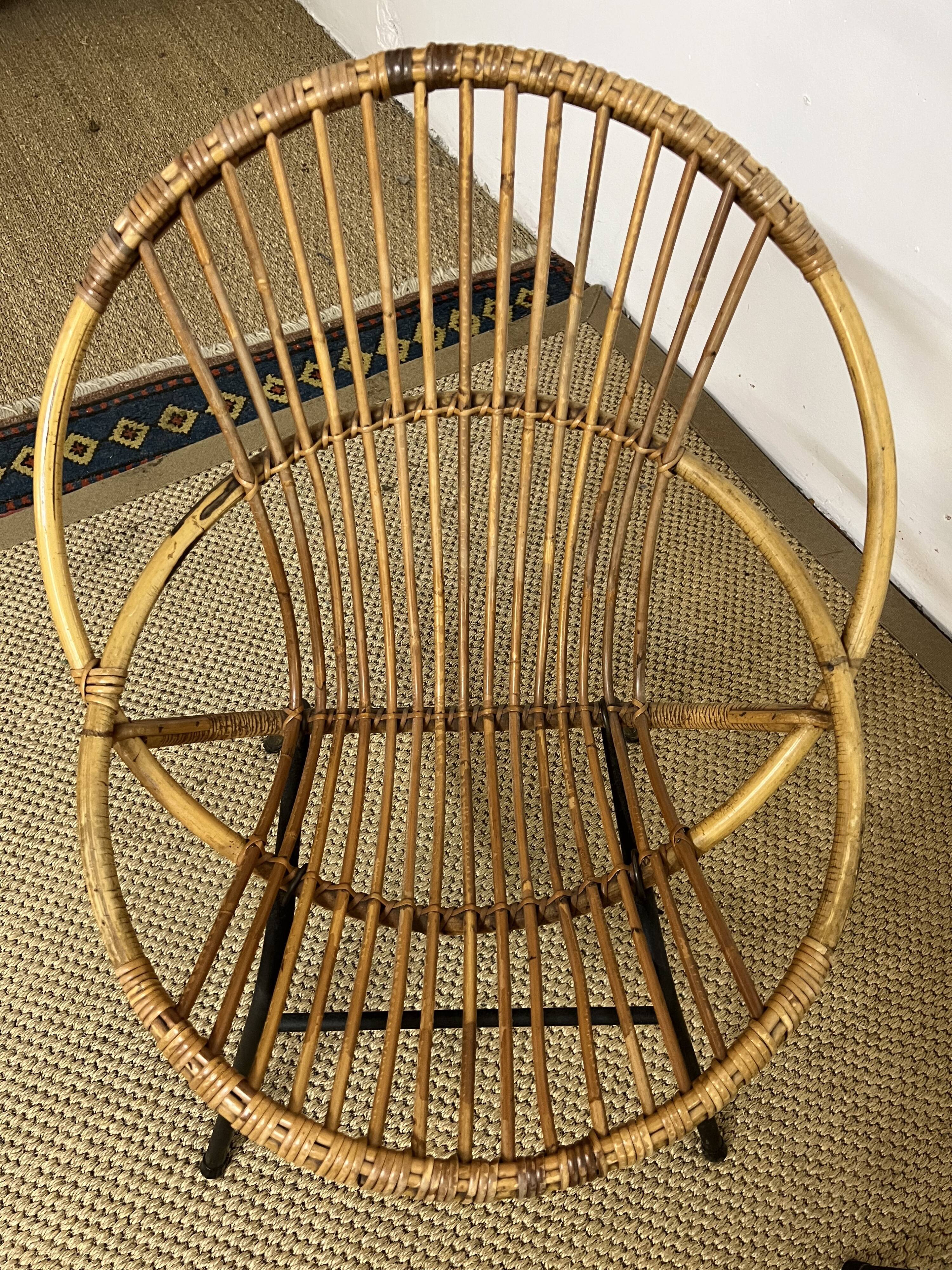 Rattan armchairs feet metal