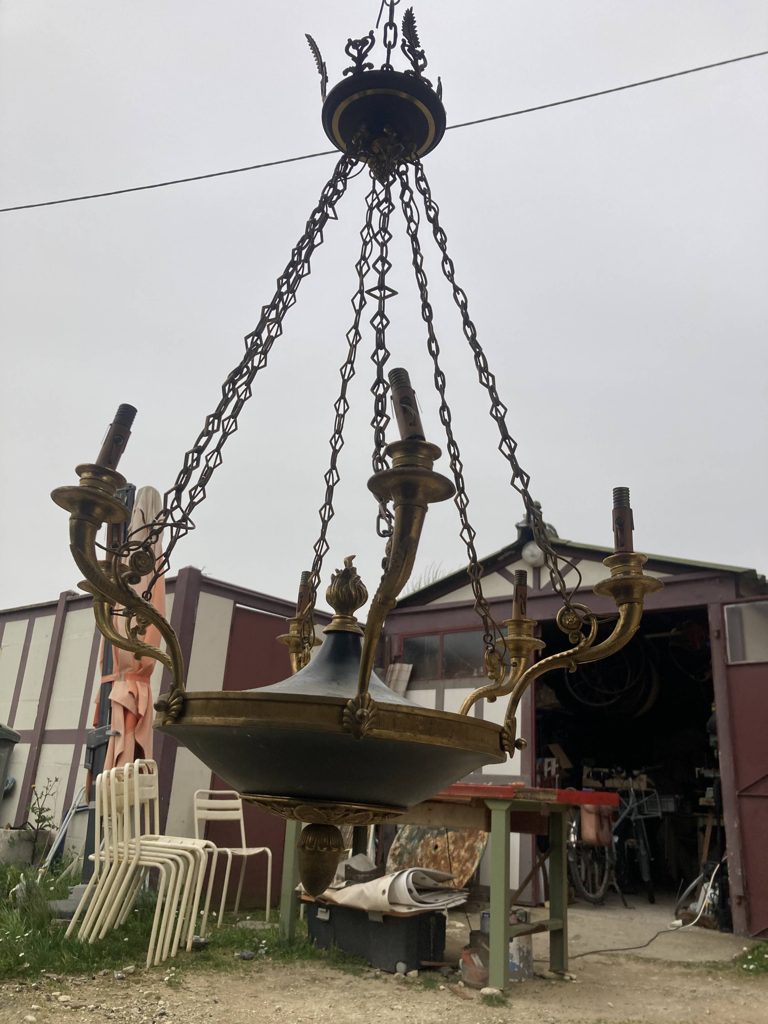 Six-light bronze chandelier, Empire Style