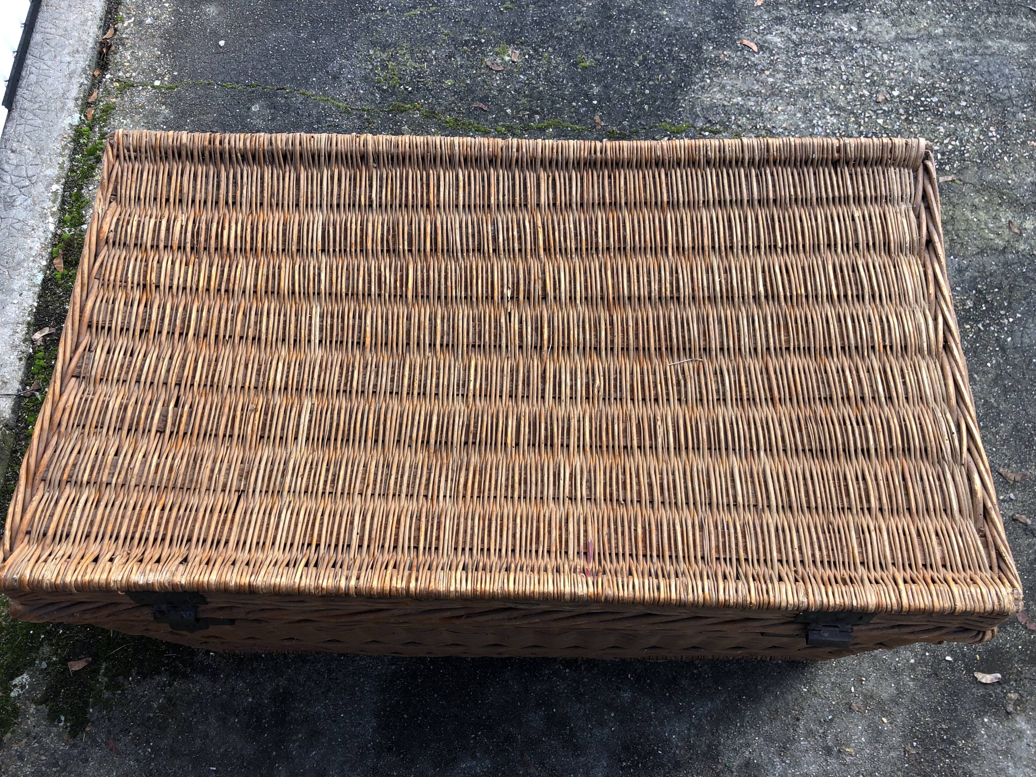 Old braided wicker trunk