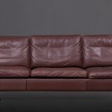 Three-seater leather sofa and one-seater armchair, scandinavian style