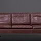 Three-seater leather sofa and one-seater armchair, scandinavian style