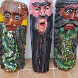 Set of three Mexican folk dance masks, 75 cm