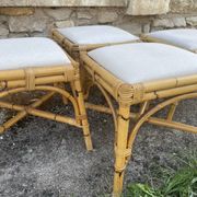 4 tabourets vintage bambou et rotin – années 60/70