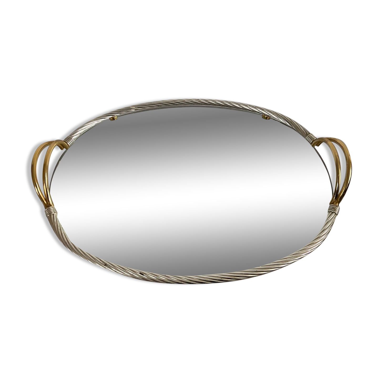 Vintage Italy tray in silver and gold metal