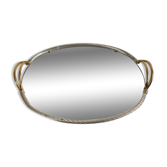 Vintage Italy tray in silver and gold metal