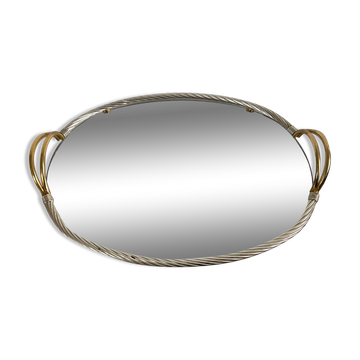 Vintage Italy tray in silver and gold metal
