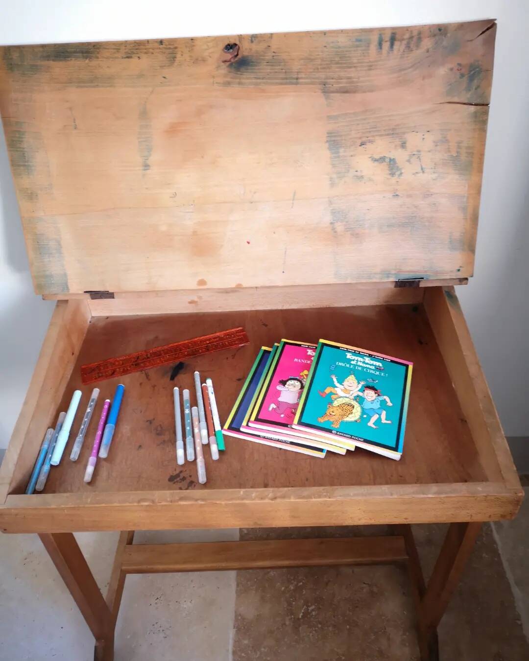 Bureau  pupitre écolier bois
