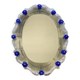 Hand-Carved Venetian Oval Mirror in Murano Glass Style, Early 21st Century