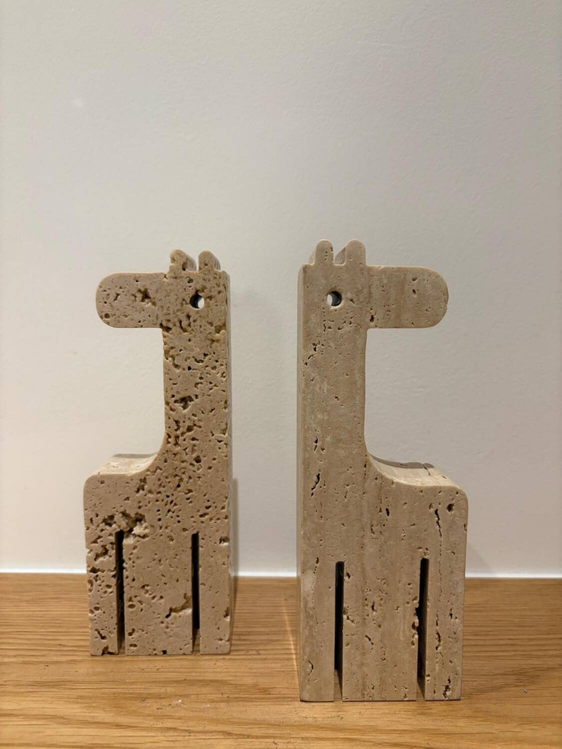 Pair of travertine giraffes, Fratelli Mannelli, Italy, 1970s