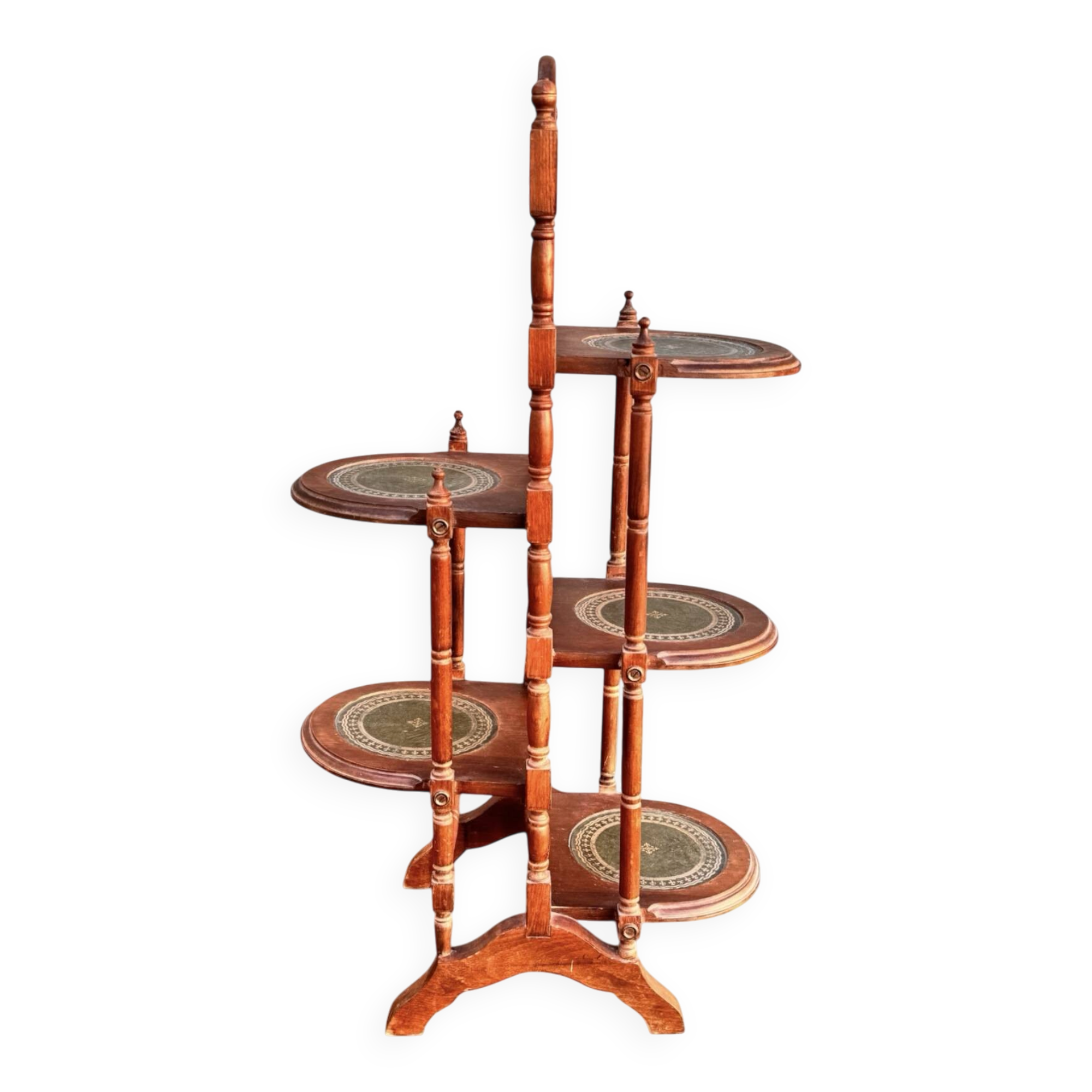 Wood and leather plant stand