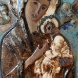 Bas relief of the Virgin and Child signed Luis Perez Calvo known as Pauli