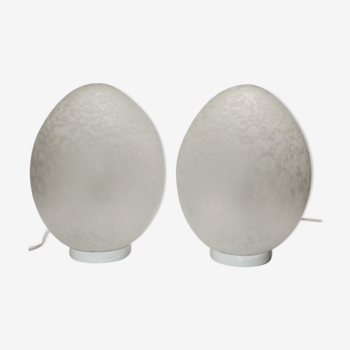 Paire de lampes "oeuf"  egg lamps  années 70-80 design Ben Swildens