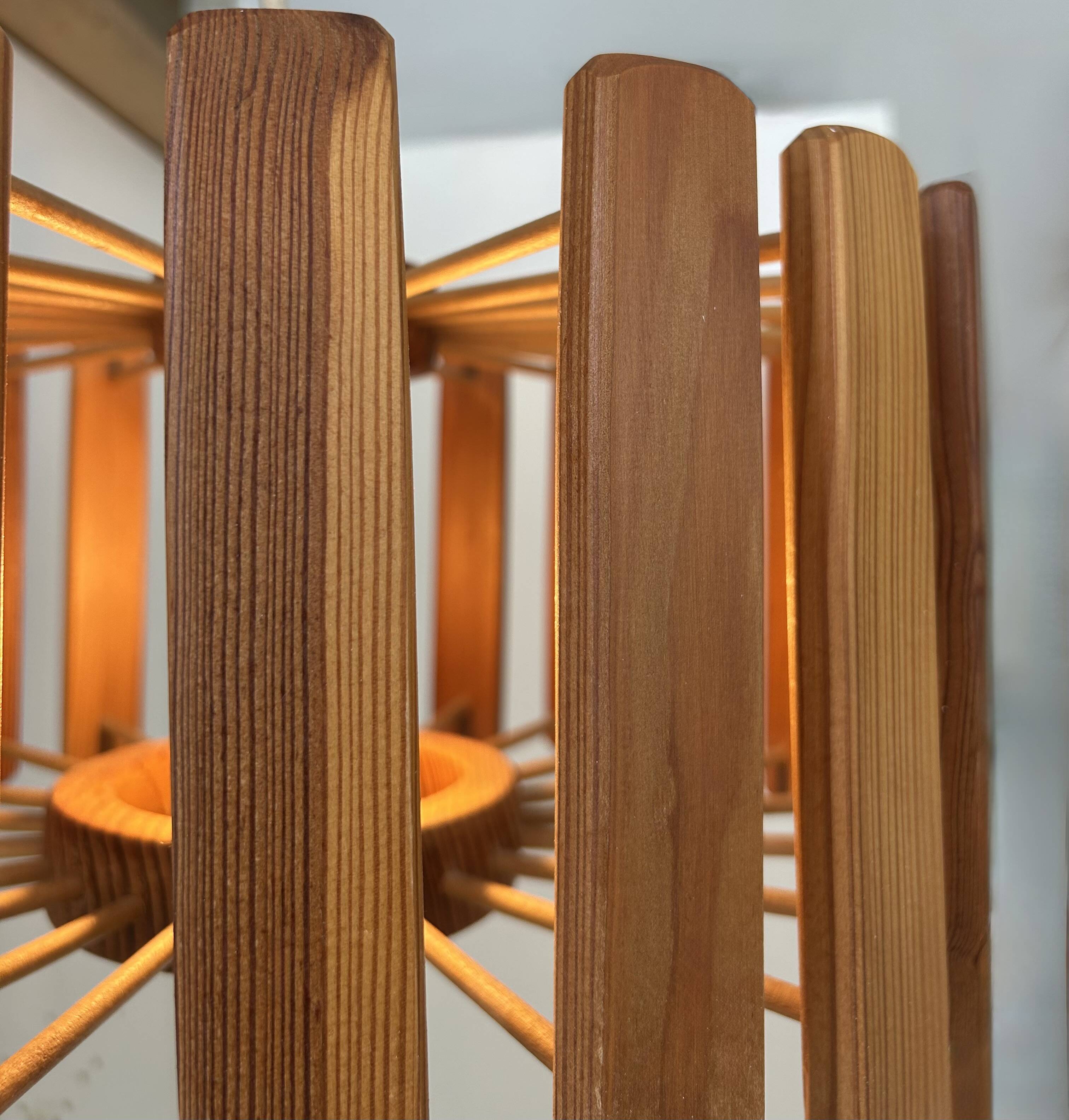 Vintage pine pendant light, Sweden 1970.