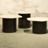 Trois tables basse Gigogne Travertin 1960