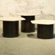 Three Gigogne Travertine coffee tables 1960