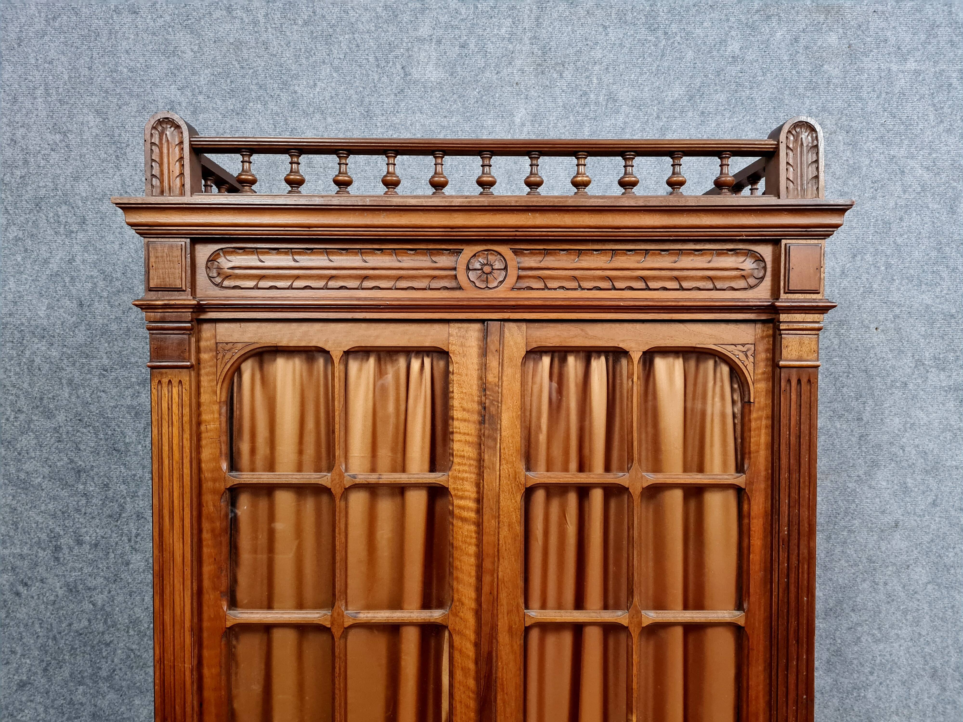Louis XVI library in solid walnut with blonde patina around 1850