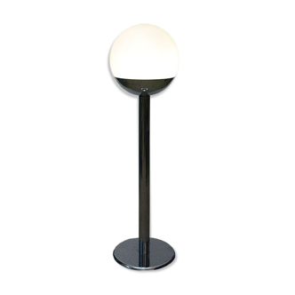 Floor lamp in chromed metal and oplaine glass, 1970s