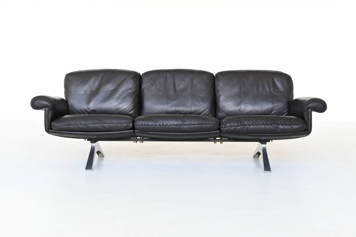 Canapé 3 places De Sede modèle DS-31 en cuir noir, Suisse 1970