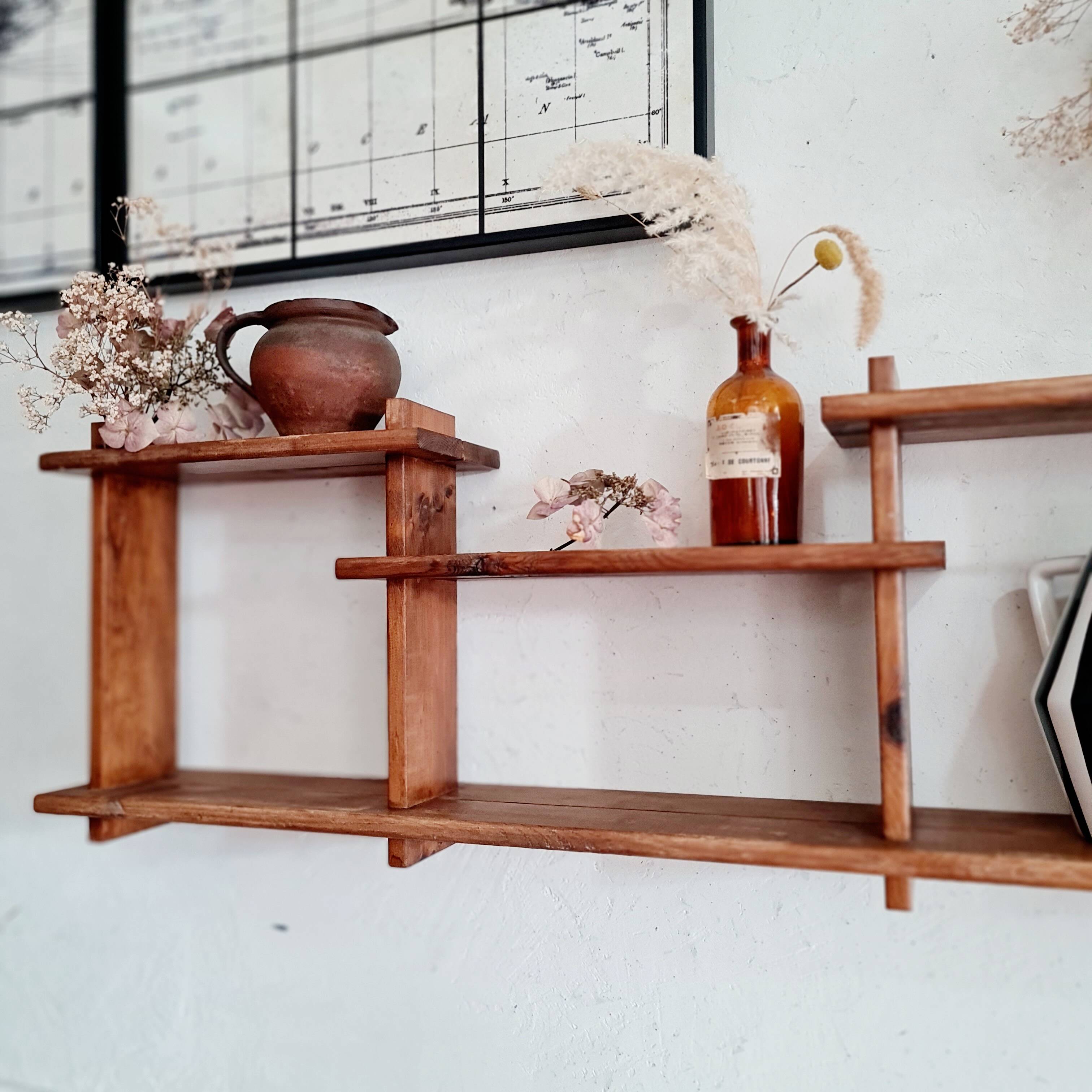 Etagère murale ancienne en bois