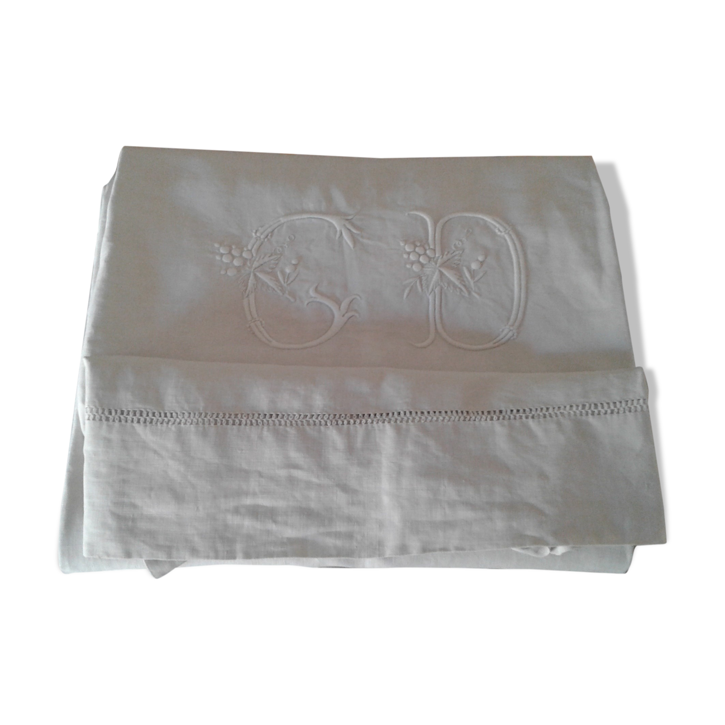 Old sheet .linen thread .large embroidery CD