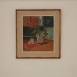 Huile sur masonite suédoise du milieu du siècle « Nature morte » – datée de 1953
