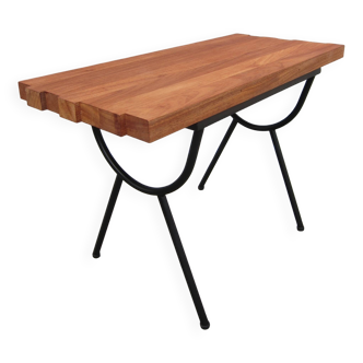 1950s wood and metal portico coffee table