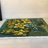 Painting bouquet of flowers oil on canvas signed