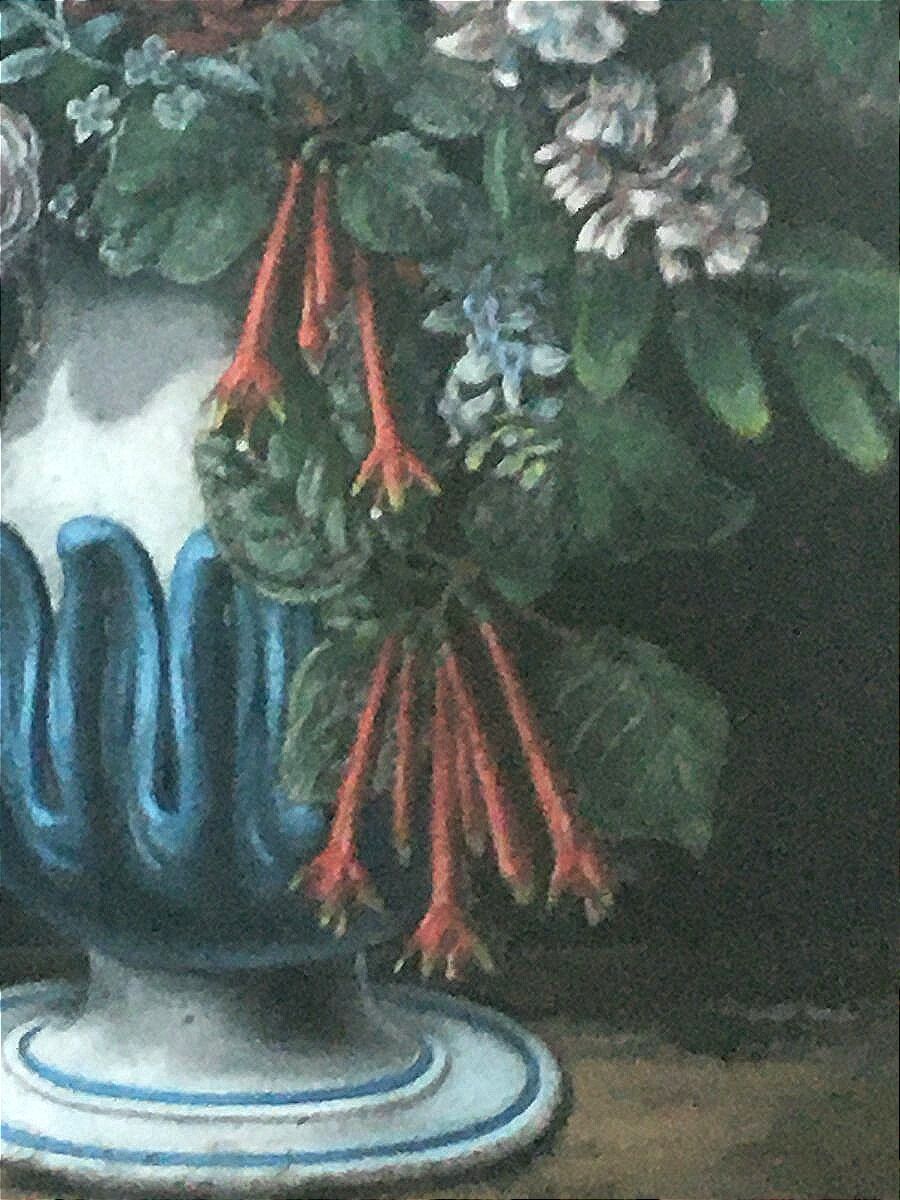 Pastel of a bouquet of flowers, Napoleon III, 19th century