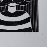 Mr Moustache Lino Print