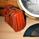 Vintage Valisette handbag 1940-1950 Orange-brown faux Skai Malette Vanity