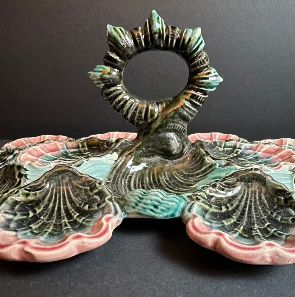 Majolica oyster plate