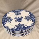 8 Longwy blue dessert plates