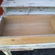 Large wooden desk with patinated bleacher