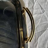 Silver-plated vintage tray with golden handles 29x45