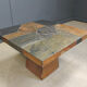 Table basse brutaliste en ardoise, années 1980