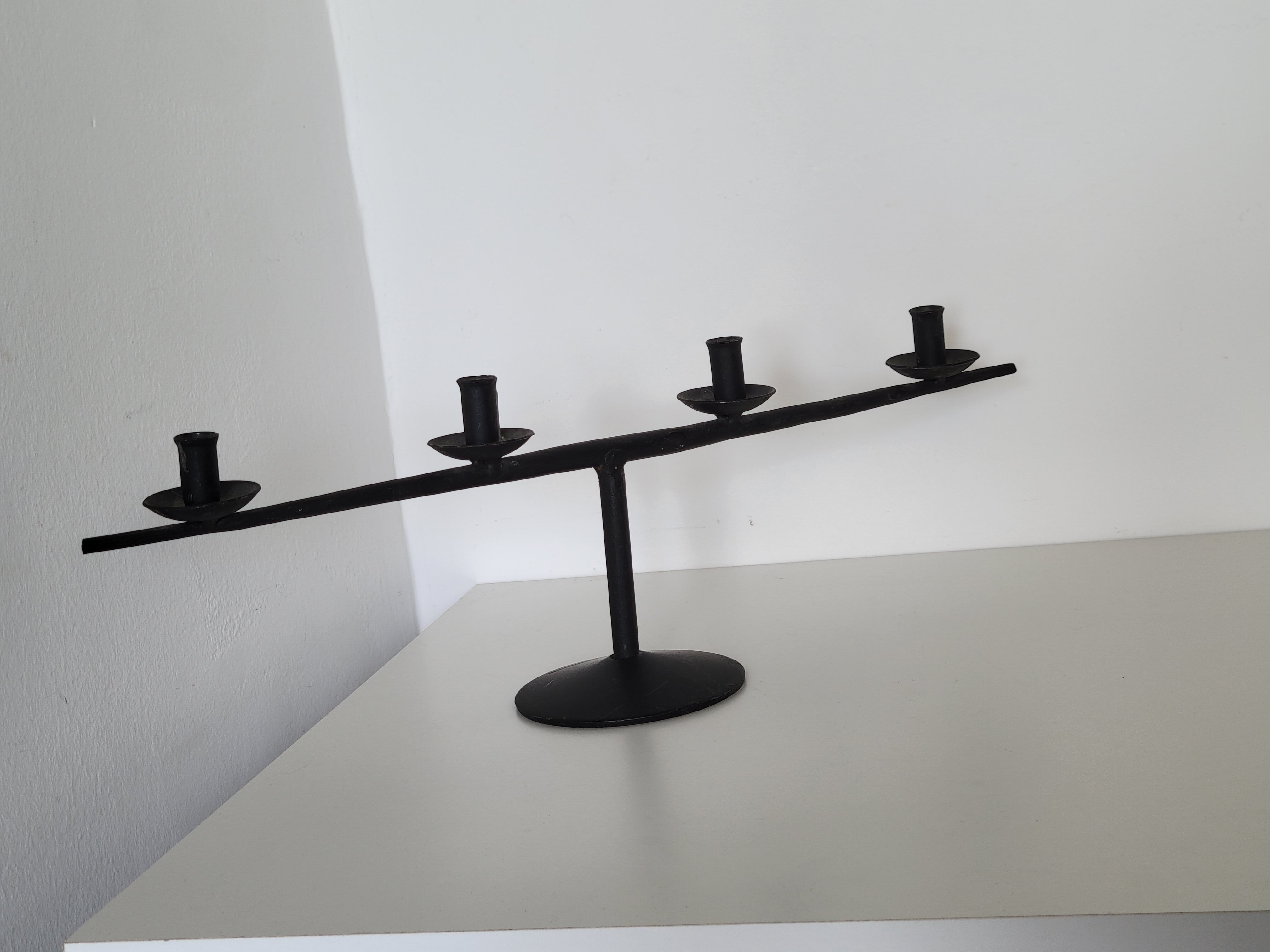 Brutalist candlestick candlestick with 4 metal branches