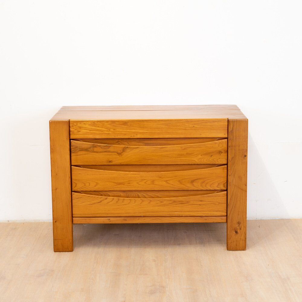 Chest of drawers in elm by Maison Regain, 1980s
