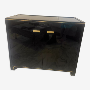 Sideboard furniture black and gold Pierre Vandel 2 doors