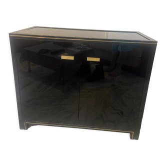 Sideboard furniture black and gold Pierre Vandel 2 doors