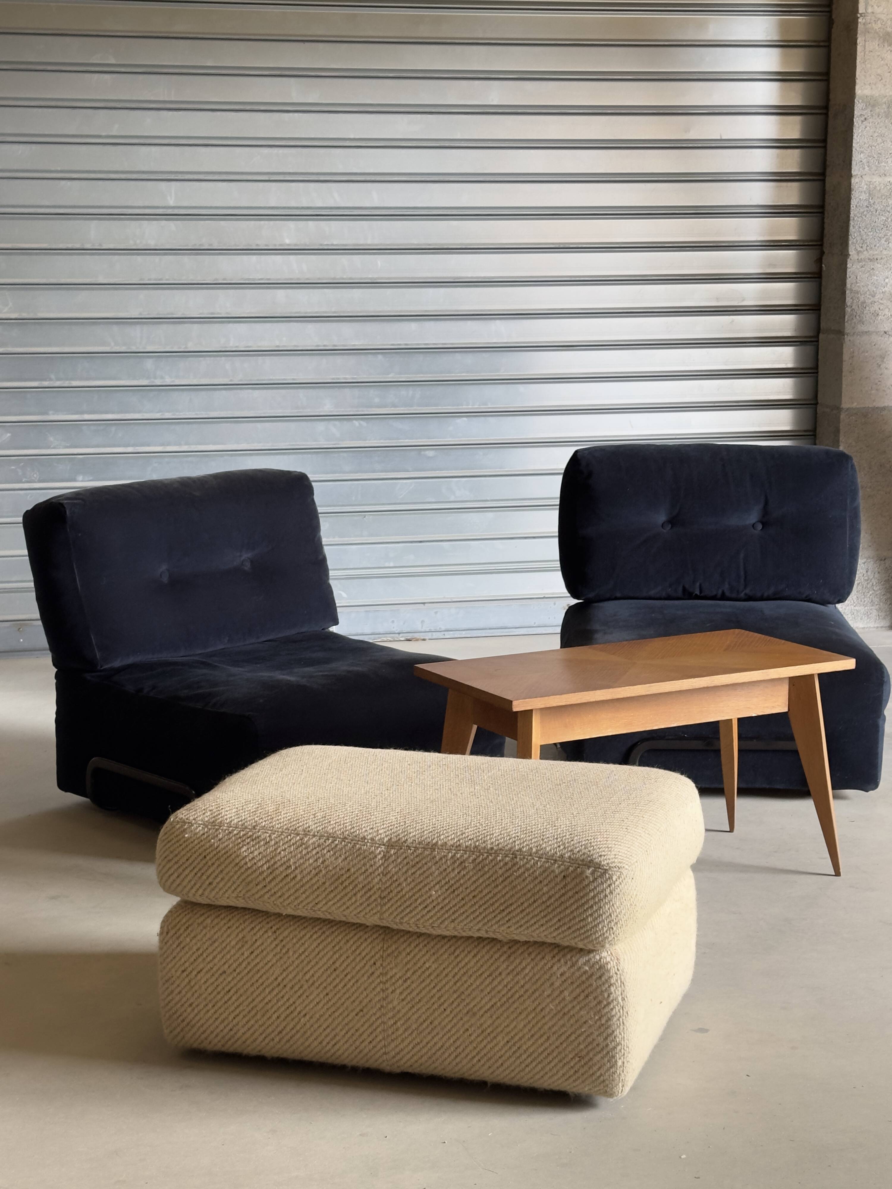 Canapé modulaire vintage en velours bleu nuit – 2 modules