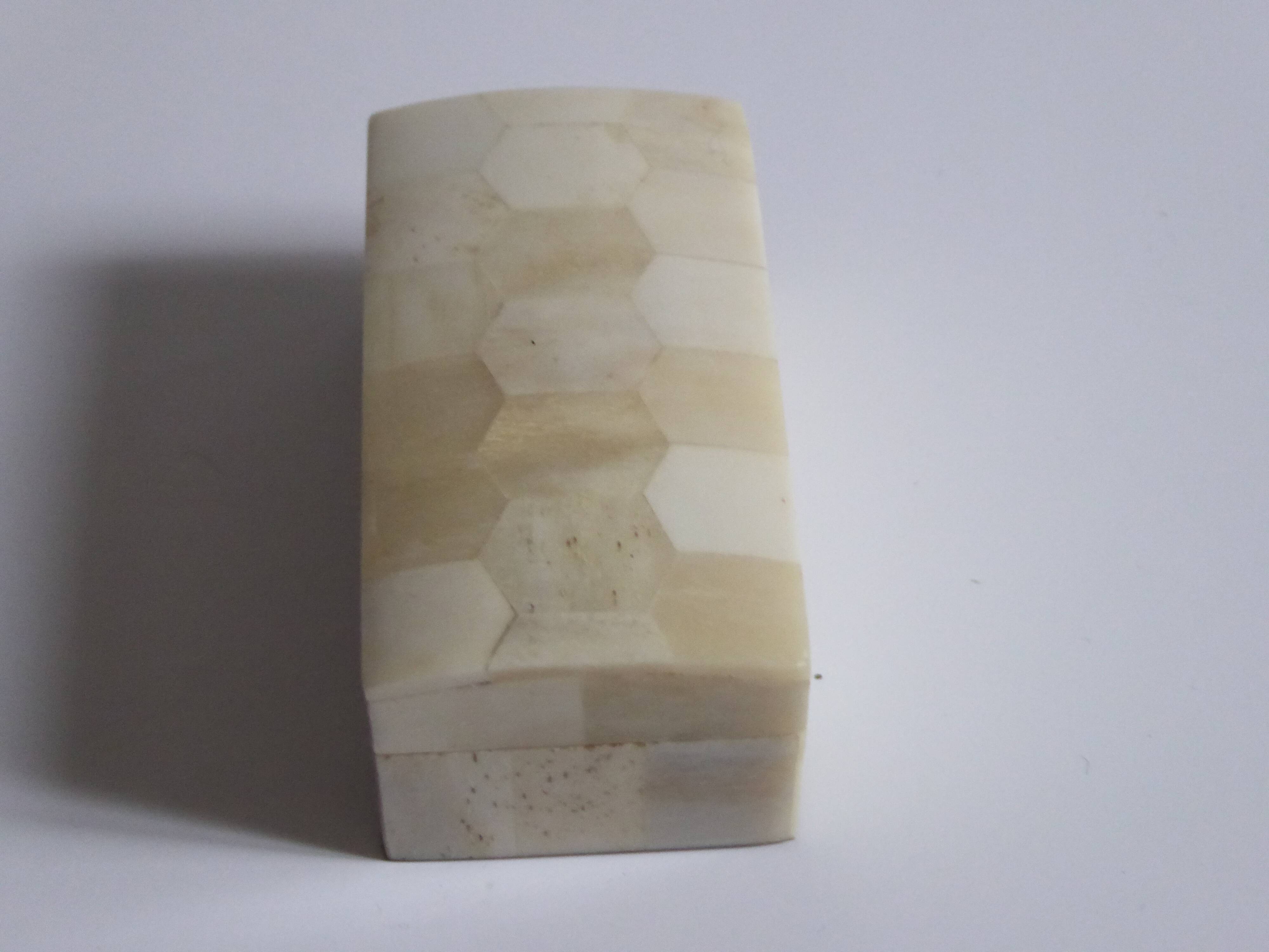 Rectangular box in white horn and wood