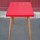 Vintage bistro table wooden table and red formica feet compass, kitchen, countryside