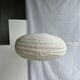 Large oval flat Japanese-style suspension in rattan and natural linen H35 D60.