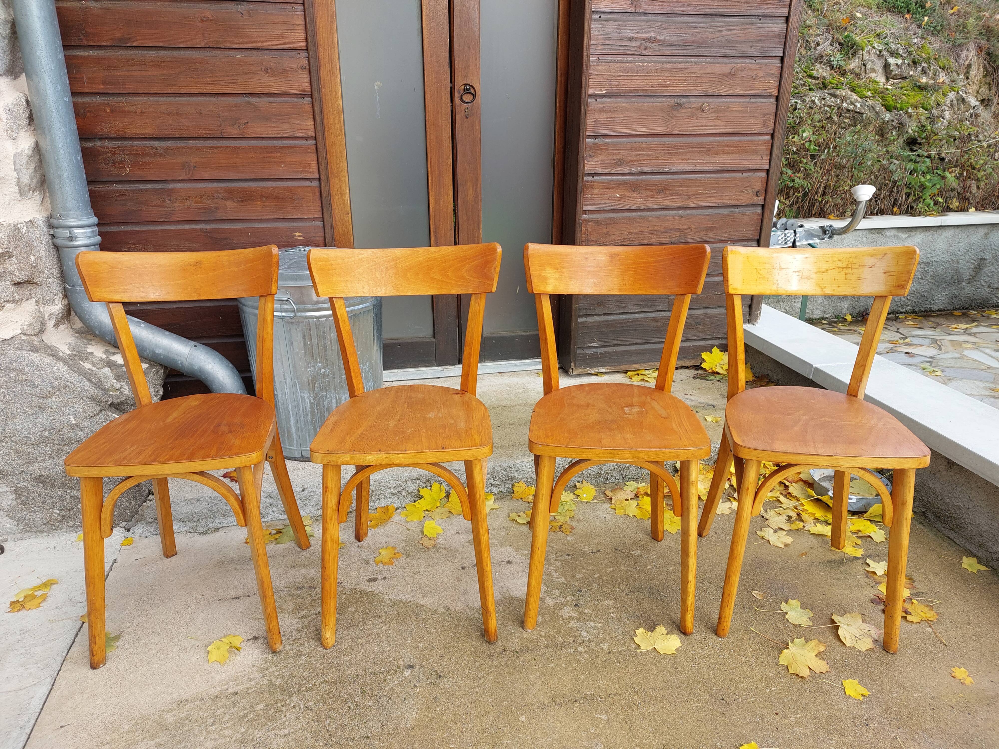 Set of bistro chairs, golden oak color