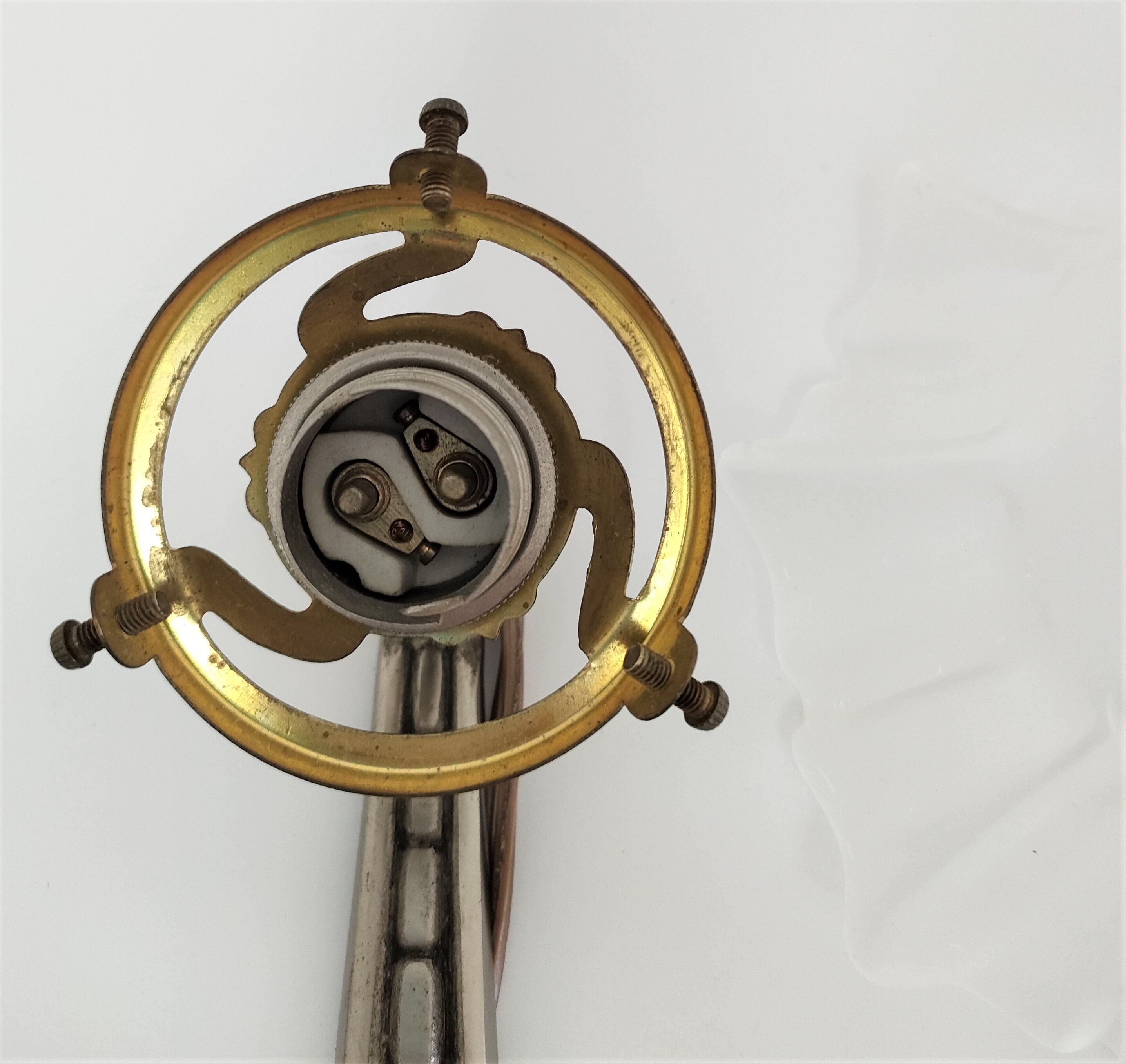 Art Deco wall lamp bronze silver patina and frosted glass