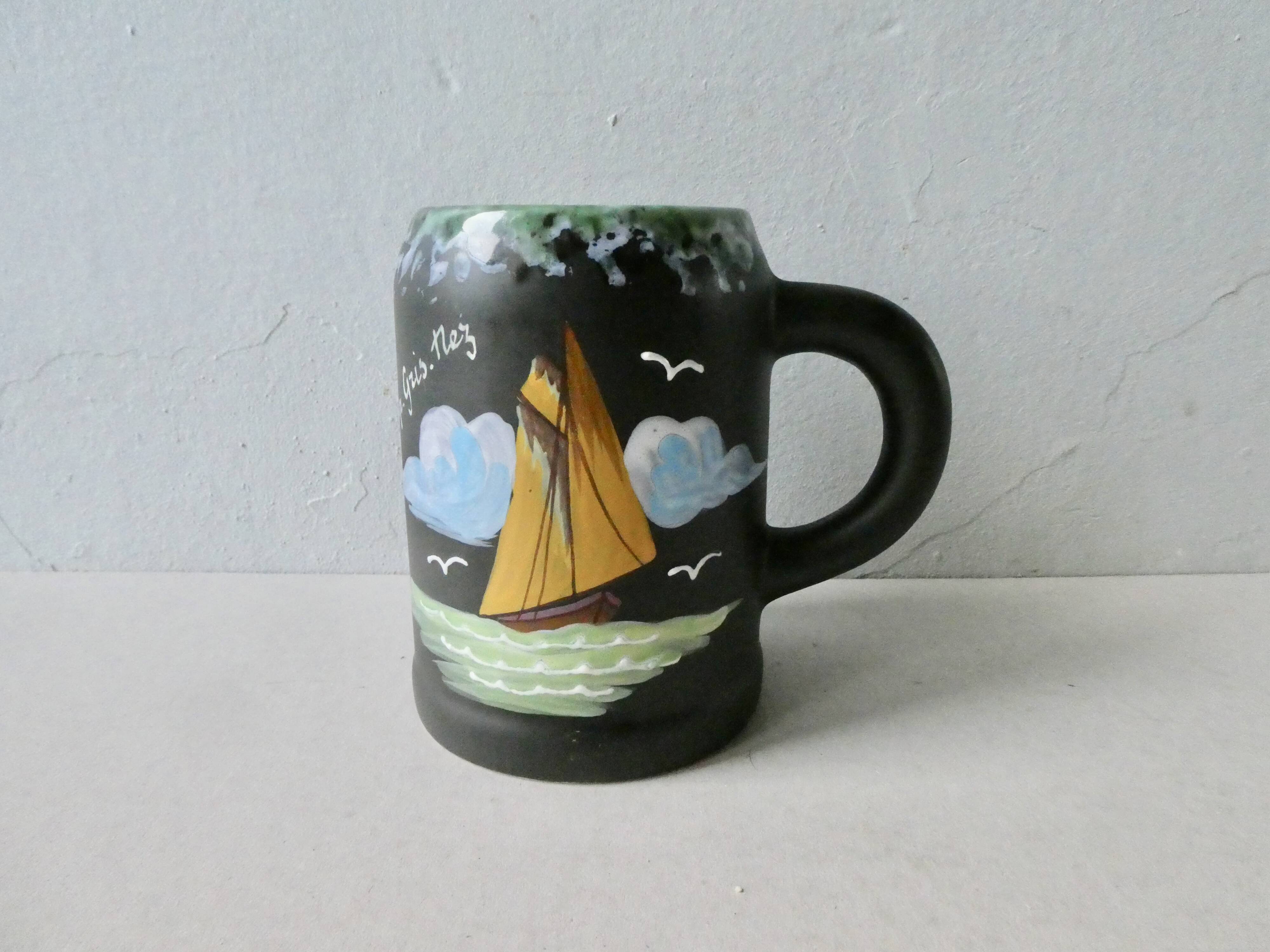 Ceramic mug Cap Gris Nez by Gabriel Fourmaintraux, 50s