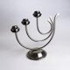 Art deco candlestick in stainless steel, 3 flames, Spain, 1970s