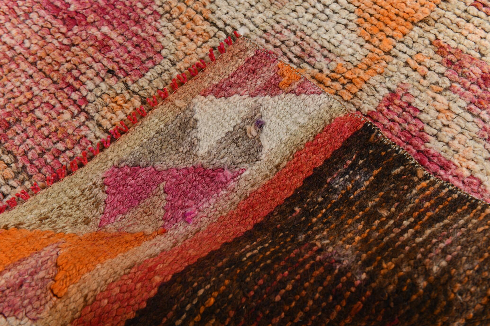 3x10 Turkish Red & Orange Vintage Runner Rug, 90x295Cm